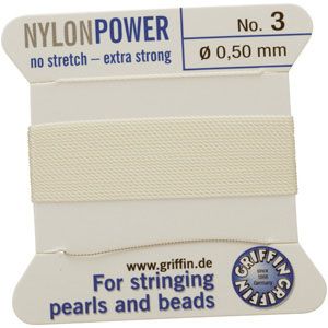 #3 White Nylon (Polyamid) Carded Bead Cord (.50mm)