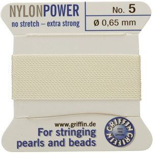 #5 White Nylon (Polyamid) Carded Bead Cord (.65mm)