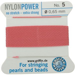 #5 Dark Pink Nylon (Polyamid) Carded Bead Cord (.65mm)