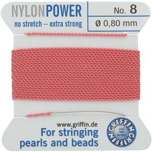 #8 Dark Pink Nylon (Polyamid) Carded Bead Cord (.80mm)
