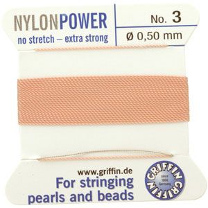 #3 Light Pink Nylon (Polyamid) Carded Bead Cord (.50mm)