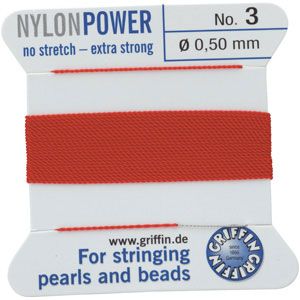 #3 Red Nylon (Polyamid) Carded Bead Cord (.50mm)