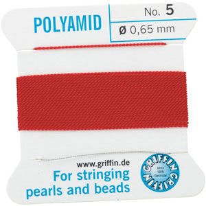 #5 Red Nylon (Polyamid) Carded Bead Cord (.65mm)