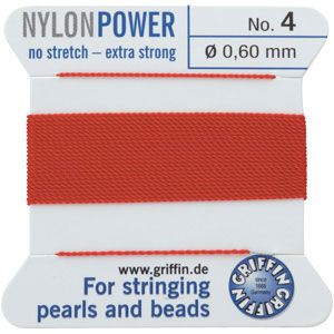 #4 Red Nylon (Polyamid) Carded Bead Cord (.60mm)