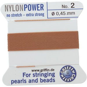 #2 Beige Nylon (Polyamid) Carded Bead Cord (.45mm)