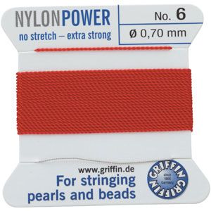 #6 Red Nylon (Polyamid) Carded Bead Cord (.70mm)