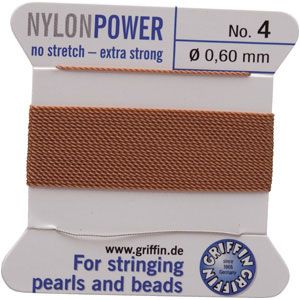 #4 Beige Nylon (Polyamid) Carded Bead Cord (.60mm)