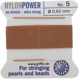 #5 Beige Nylon (Polyamid) Carded Bead Cord (.65mm)