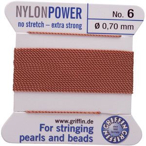 #6 Beige Nylon (Polyamid) Carded Bead Cord (.70mm)