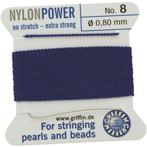 #8 Blue Nylon (Polyamid) Carded Bead Cord (.80mm)