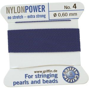 #4 Blue Nylon (Polyamid) Carded Bead Cord (.60mm)
