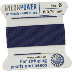 #6 Blue Nylon (Polyamid) Carded Bead Cord (.70mm)
