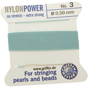 Turquoise Nylon (Polyamid) Carded Bead Cord #3 (.50mm)