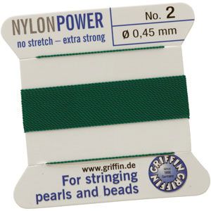 #2 Green Nylon (Polyamid) Carded Bead Cord (.45mm)