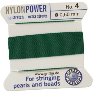 #4 Green Nylon (Polyamid) Carded Bead Cord (.60mm)