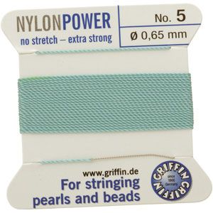 Turquoise Nylon (Polyamid) Carded Bead Cord #5 (.65mm)
