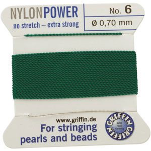 #6 Green Nylon (Polyamid) Carded Bead Cord (.70mm)