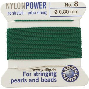 #8 Green Nylon (Polyamid) Carded Bead Cord (.80mm)