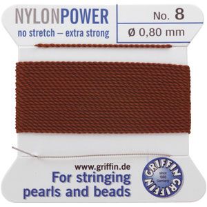 #8 Brown Nylon (Polyamid) Carded Bead Cord (.80mm)