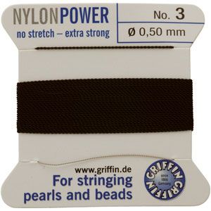 #3 Black Nylon (Polyamid) Carded Bead Cord (.50mm)