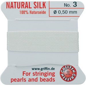 White Silk Bead Cord #3 (.50mm) 