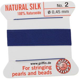 #2 Blue Silk Bead Cord (.45mm)