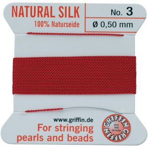 #3 Red Silk Bead Cord (.50mm)