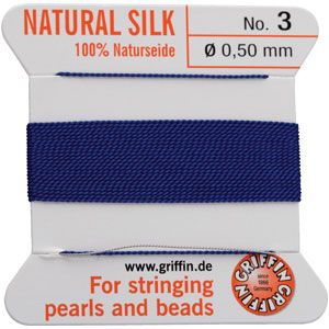#3 Blue Silk Bead Cord (.50mm)