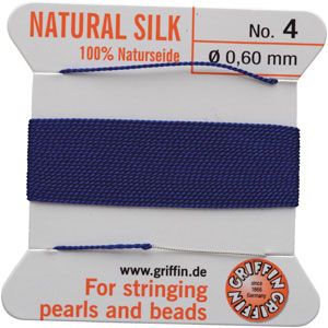#4 Blue Silk Bead Cord (.60mm)
