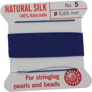 #5 Blue Silk Bead Cord (.65mm)