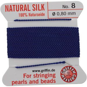#8 Blue Silk Bead Cord (.80mm)