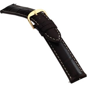20mm Men's Long Genuine Louisiana Alligator Matte Brown Watch Strap