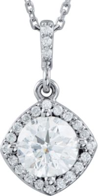Halo Style Pendant or Necklace with Cushion Frame
