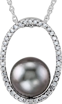Tahitian Cultured Pearl & Diamond Necklace