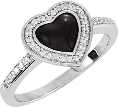 Cubic Zirconia & Enamel Heart Ring