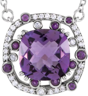 14kt White Amethyst & 1/6 CTW Diamond 18" Necklace 