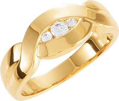 Ladies or Gents Three-Stone Wedding Band
