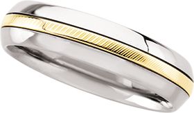 Stainless Steel Domed Band with 18k Yellow Inlay