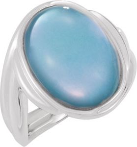 Genuine Dyed Mother of Pearl with White Quartz Top Ring