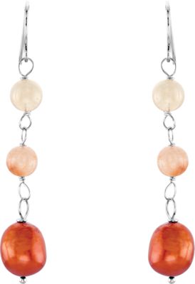 Freshwater Cultured Dyed Pearl & Natural Agate Beads Earrings