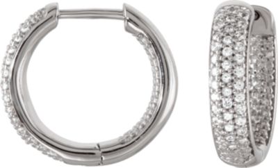Cubic Zirconia Hinged Inside/Outside Hoop Earrings