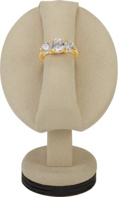 Tall Ring Stand W/ Ring Roll & Oval Base Wood Accent Suede Display