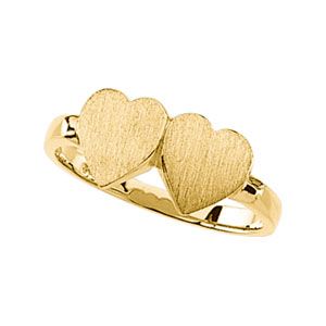 Double Heart Signet Ring