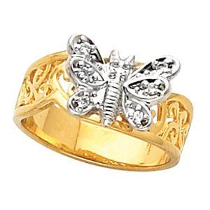 Two Tone Butterfly Ring