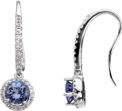 Genuine Tanzanite & Diamond Earrings