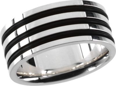 Gents Sterling Silver and Rubber Fashion Ring