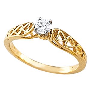 Heart Motif Ring Cathedral Engagement or Band Mounting