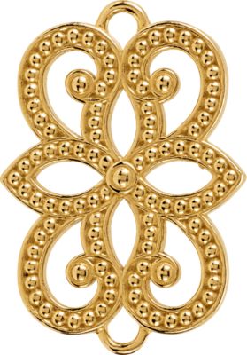 Granulated Design Floral Link with Rings