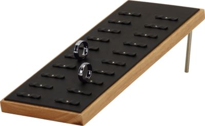 Leatherette 40-Ring Wood Accented Display Stand