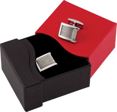 Stainless Steel Cuff Links with Black Enamel